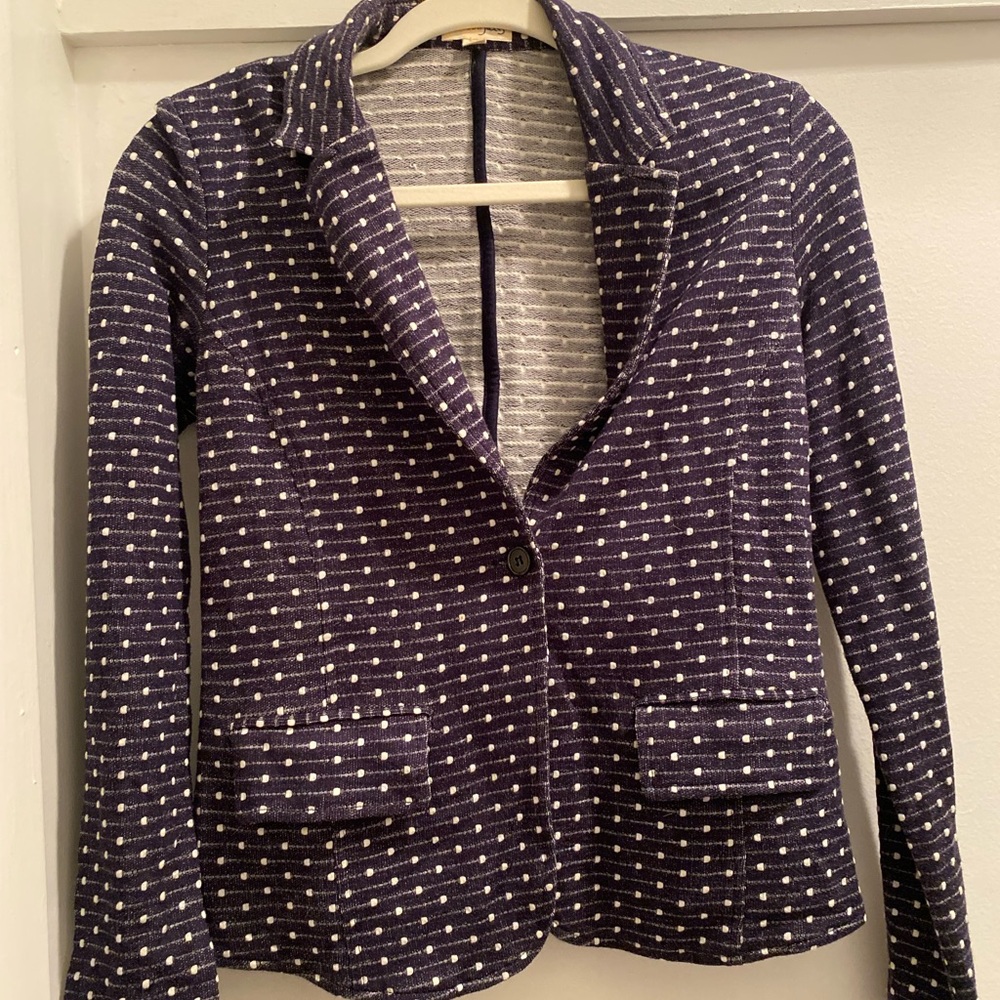 Elegant Navy Polka Dot Blazer